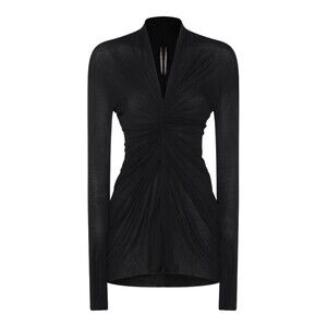 Rick Owens Deep V-Neck Ruched Black Top - NWT
